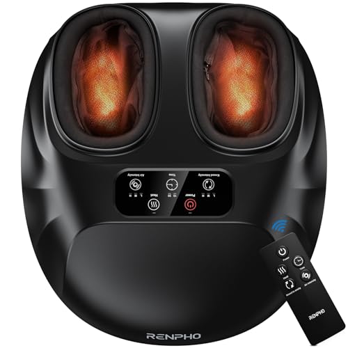 RENPHO Masajeador de pies con sistema de calor y control remoto, masajeador de pies shiatsu con varios niveles de calor y masaje por amasamiento y pre
