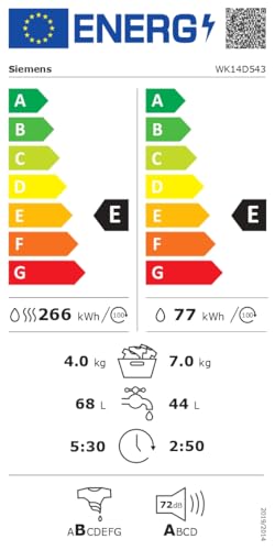 Siemens WK14D543 iQ500 Einbau-Waschtrockner, 7 kg Waschen und 4 kg Trocknen, 1400 UpM, Outdoor-Programm - trocknet wasserfeste Outdoor-Bekleidung zuverlässig, aquaStop, besonders hohe Beladungsmenge