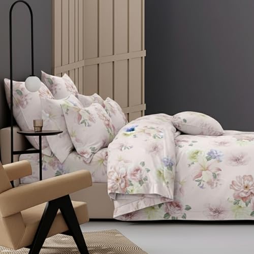 Image of Sleepy Threads Double Bed Queen Size Blended Cotton Bedsheet, 200 TC Soft, Breathable Fabric, Wrinkle Free Floral Print Bedroom Bedding Set, 1 Bedsheet with 2 Pillow Covers for Bedroom (93x106 Inch)
