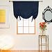 Navy Rod Pocket Thermal Insulated Blackout Tie Up Shade Curtain, 46 Inch Wide By 64 Inch Long Panel