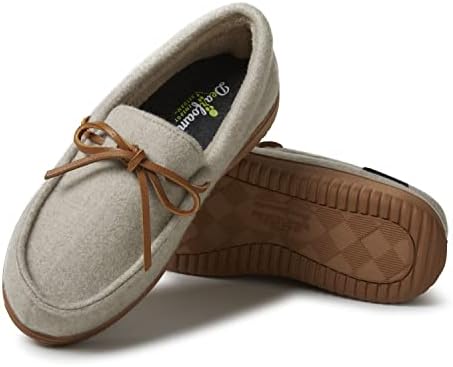 Dearfoams womens Wilmington Energy Return Comfort Indoor/Outdoor Memory Foam Moccasin With Tie Women s Slipper, Oatmeal Heather Wool, Small US | Image 5