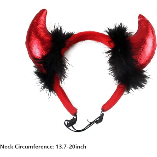 Disfraz Halloween para mascotas diablo con cuernos rojo ajustable miniatura 2