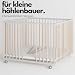 Sämann® Laufgitter 100x100 cm mit Matratze und Schlupfsprossen, stufenlos höhenverstellbar, Baby Laufstall, Buche, gummierte Rollen, Buche weiß/natur lackiert