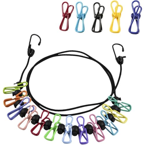 Wäscheleine Camping,Wäscheleine mit 12 Wäscheklammern,Tragbare...