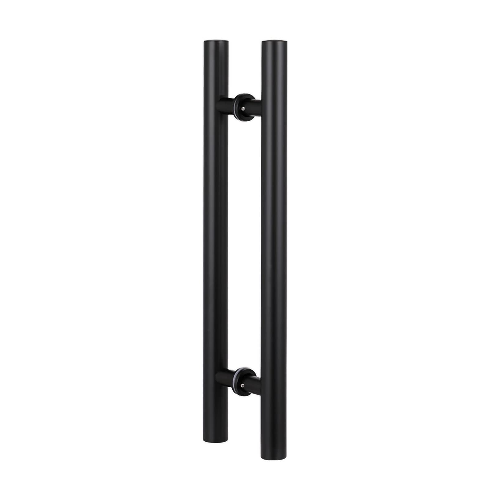 CWCQGH Black Round Push Pull Door Handle with Fittings 60/80/100/120cm Length,Stainless Steel Sliding Barn Door Handle Hardware,for Wood Doors/Glass Doors,Black-60x36cm