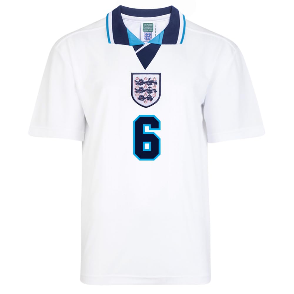 Score Draw England 1996 Euro No 6 Southgate Retro Shirt White Large Polyester