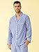 Latuza Men's Button Up Pajama Shirt Cotton Long Sleeve Sleep Shirt, Blue Stripe, Large