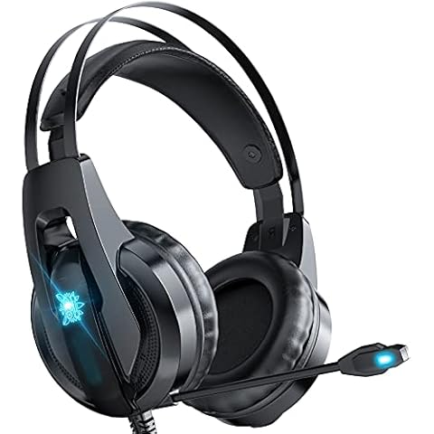 iFCOW Wired Gaming Headset for PS4 Switch PC Laptop Noise Cancelling On Ear Headset with Microphone LED Light Cover