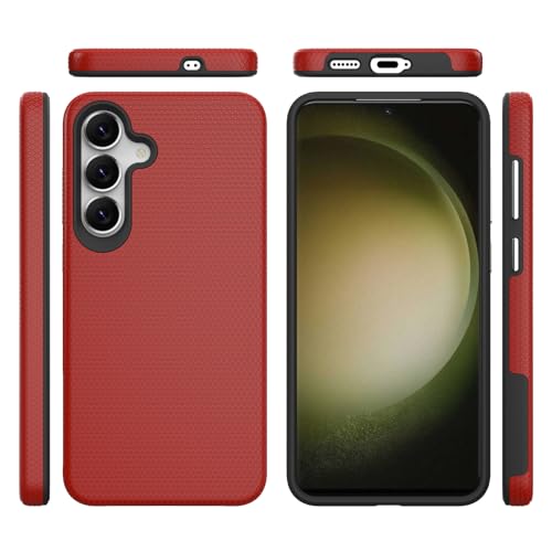 Image of NOXO Ultra-Hybrid Triangle Back Case Cover for Samsung Galaxy S25 Fe, | Shockproof Design | Camera Protection | Soft TPU & Rugged PC | Bumper Case Cover for Samsung S25 Fe, (Scarlet Red)