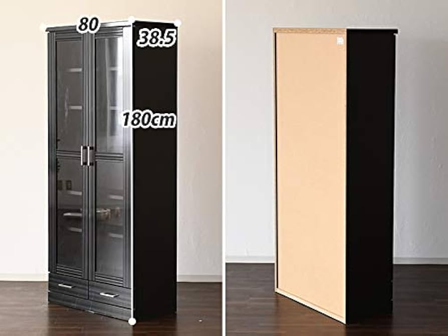 Amazon.co.jp: 国産 引出し 扉付き 本棚 幅80 高さ180 完成品