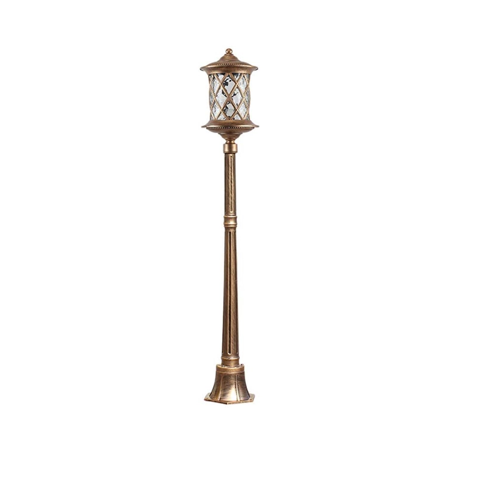 QUSYZD Solar Post Lights Outdoor Lamp Post Light, Street Lawn High Pole Glass Lantern E27 Retro Outdoor Ip54 Waterproof Pillar Light European Antique Die-Cast Aluminum Landscap,Brass-Height 140cm