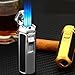 Lighter,Refillable Butane Torch Lighter Windproof,Adjustable Quadruple Flame,Butane refillable,Christmas,Valentine's Day,and Father's Day(Gray)