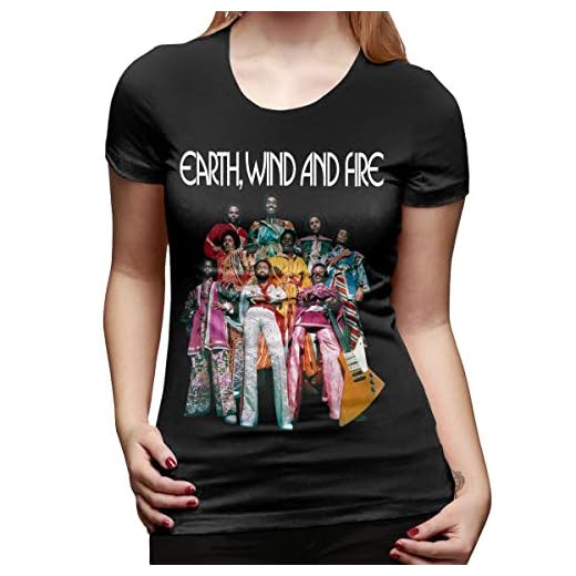 Earth Wind & Fire T-Shirt Womens Casual Basic Fit Short Sleeve Fashion Summer Tops Large Black