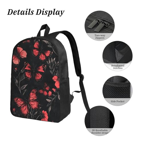 Gothic Butterfly Backpacks 3 Pcs Minimalist Backpack for Men and Women with Fun Graphic Cartoon Print for Daily Commute4