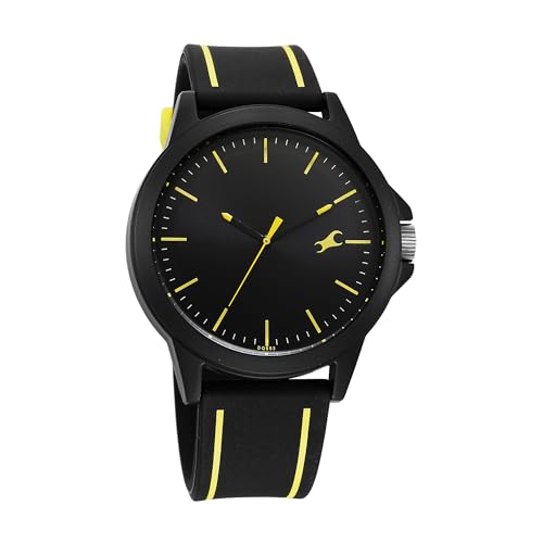 Image of Fastrack Tees Urbanique Quartz Analog Black Dial Silicon Strap Watch for Guys-38024PP83W /NT38024PP83W