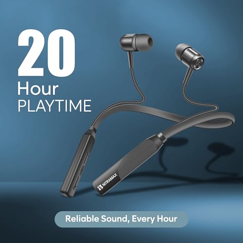 Image of Bluetooth 5.4 Wireless Neckband Headphones, 20-Hour Playtime, Superior Bass with Intelligent Voice Noise Reduction, Crystal Clear Calls & Effortless Pairing, Ergonomic Sports Earbuds (Black)