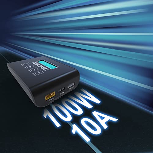 Ovonic Mate1 Lipo Battery Charger 1S-6S 100W 10A Smart Rc Battery Chargers With Xt60 Balance Charger Compatible For 1-6S Liion/Lipo/Life 3-18S Nimh Variety Modes Of Fast Charge, Storage Dis/Charge #TOP4
