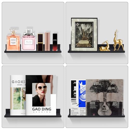Image of CAPHONT Widen Thicken Vinyl Wall Mount Hook 8 Pack, Metal Heavy Duty Tile Display Wall Hanger for Picture Frame Ceramic Record Holder Large Mirror, Small, Black, CP2404WH