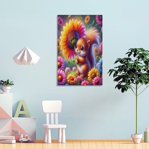 Toile écureuil murale tableau déco nature 60x90 cm - 4