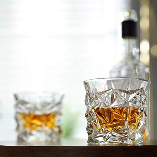Image of Farielyn-X Whiskey Glass 310 ML, Transparent, Premium Crystal Diamond-Cut Tumblers for Scotch, Bourbon, Rum, Cocktails - Elegant Party for Home, Office, Cafe, Wedding, Parties, Gifts set of 6 (xBNZ-6)