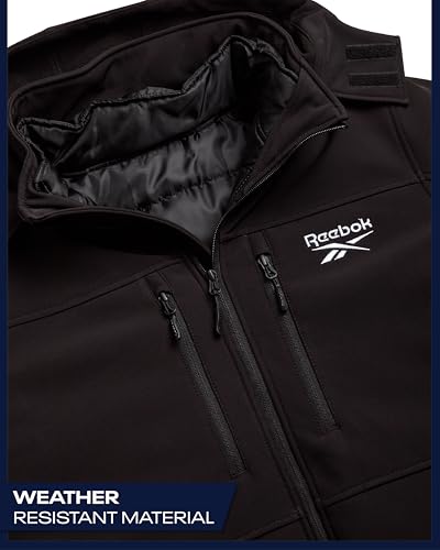 Image of Reebok Mens Winter Coats - 3 in 1 System Hooded Softshell Windbreaker Jacket and Quilted Puffer Insulated Mens Ski Jacket
