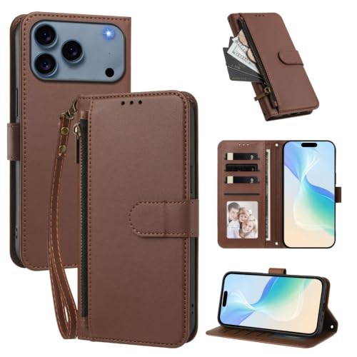 Étui iPhone 15 avec fermeture éclair magnétique et rabat arrière