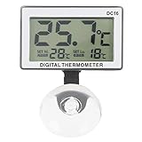 Cikonielf Aquarium Thermometer Wasserdicht Saugnapf Thermometer Digitales Aquarien Thermometer LCD Thermometer mit Saugnapf für Aquarium Terrarium Vivarium Fish Tank