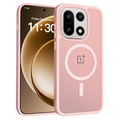 Coque OnePlus 15 rose silicone aimant coque rigide aimantée