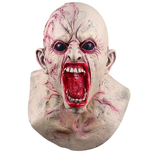 Masque complet en latex Halloween rouge sang adulte pour costume de cosplay terrifiant taille unique