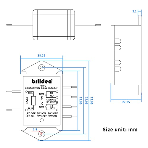 Module de relais Briidea 24V double contact 1NO 1NC pour charge 8A - 5