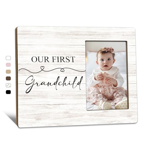 Beliran First Grandchild Picture Frames - First Time Grandparents Gifts Photo Frame New Baby Gifts for Grandparents Grandma Grandpa New Grandparent Gift Picture Photo Frame for Home Decor 4x6