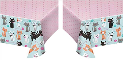 Creative Converting 329399 All Over Print Plastic Tablecover, Purr-Fect Party (2 Pack)