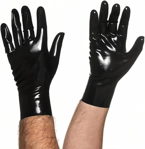 Men's Latex Rubber Gauntlets Short Wrist Gloves
