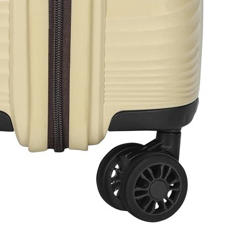 Image of Skybags Swirl Cabin Trolley Bag 56cm | Small Hard Luggage | 8 Wheels Suitcase for Travel | 3-Digit Combination Lock with Anti-Theft Zipper | Polypropylene | 3 Years Warranty - Unisex (Beige)