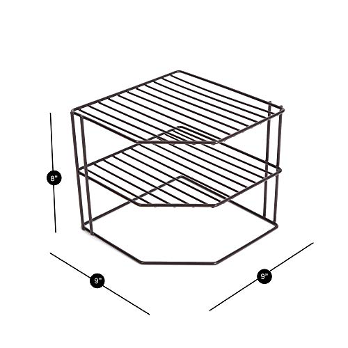 Smart Design 3-Tier Kitchen Corner Shelf Rack - Steel Metal Wire - Rust Resistant - Plates, Dishes, Cabinet And Pantry Organizer - Kitchen Organization - 9 X 8 Inch - Bronze #TOP2