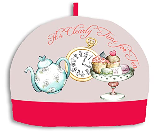 Tea Cozy 2 Cup Size Insulated - Alice in Wonderland Clearly It's time for Tea
