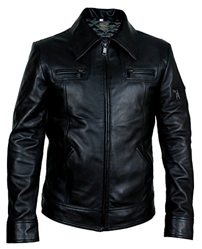 Men Genuine Leather Jacket Slim FIT Black Brown Real Biker Retro New2
