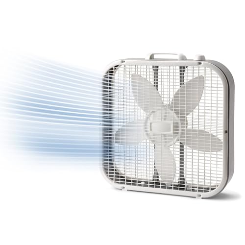 20' Classic Box Fan, 22.5' H, Weather-Resistant Motor, 3 Speeds, Powerful Airflow, Quiet Operation for Indoor & Outdoor Use, White