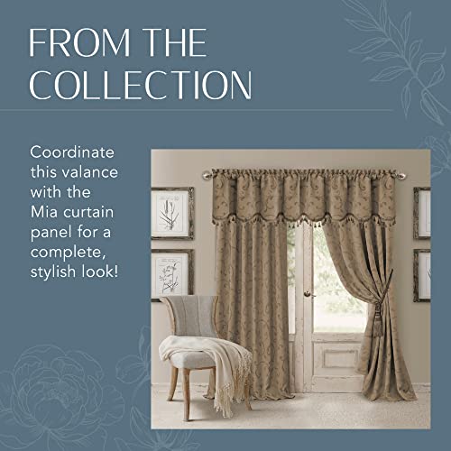 Elrene Home Fashions Mia Jacquard Scroll Blackout Valance, 52" X 19" (1, Taupe #TOP4