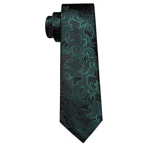Image of Barry.Wang Paisley Tie for Men Silk Woven Necktie and Tie Clip Set Wedding Party Business Formal