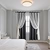 Anytime Home Curtains Blackout and Sheer Layered Solid Window Curtain Panel Pair with Grommet Top, 52Wx63L,Black #4