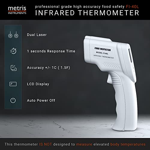 Metris Instruments FI40L Food Inspector Digital Laser Infrared Thermometer Temperature Gun Instant Read for Cooking, Kitchen, Grill, BBQ, Baking