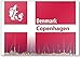 Kühlschrankmagnet mit Abbildung von Kopenhagen City Skyline mit Flagge und Karte von Dänemark