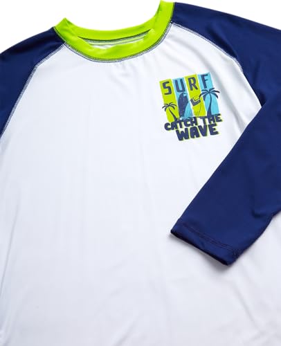 Image of Quad Seven Boys 2-Piece Rash Guard Swimsuit Set Short-Sleeve (Sizes 5-12) | Lightweight Quick-Dry Fabric with Sun Protection, Matching Top & Trunks, Adjustable Drawstring Waist for Pool or Beach Days