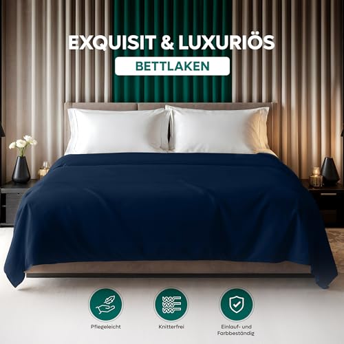 Utopia Bedding - Bettlaken ohne Gummizug - 167x243cm - Marineblau – Ansicht 2