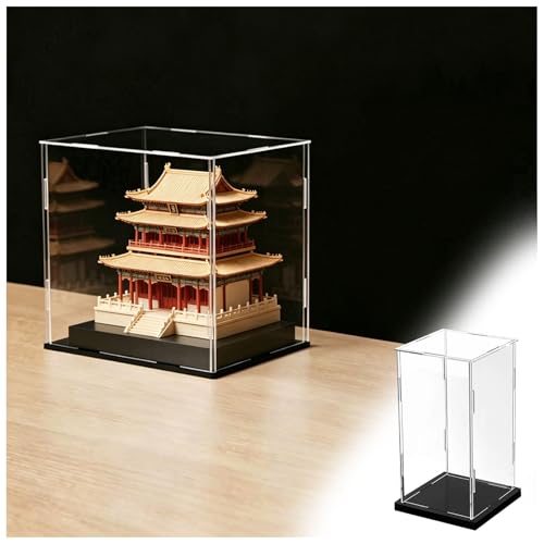 Large Acrylic Display Case for Dolls & Sculptures - Dustproof Clear Box, Alternative to Glass, Black Base, Multiple Sizes (60x40x40cm, 55cm, 50cm, 45cm, 40cm, 35cm, 30cm, 25cm, 20cm, 15cm, 10cm)