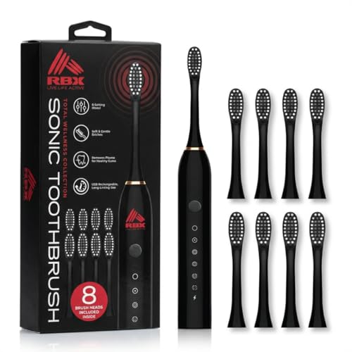 Brosse à dents électrique Sonic RBX à poignée ergonomique et 6 réglages de brossage précis