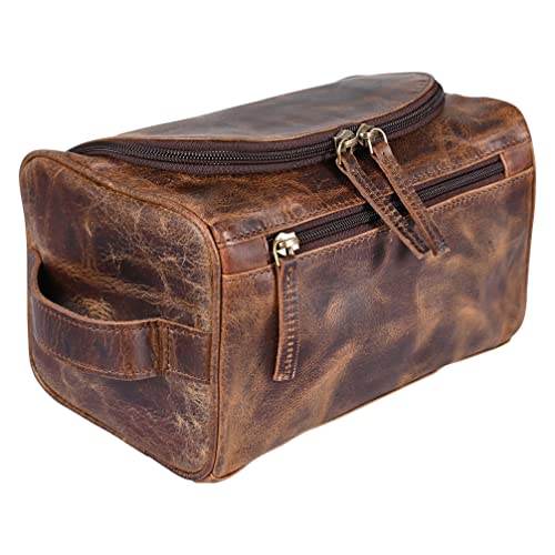 Elizo Leather Toiletry Bag For Men Women | Dopp Kit Mens Hanging Toiletry Bag (Premium Leather) Travel Toiletry Bag For Traveling Large Tsa Approved Cosmetic Travel Bag For Toiletries Shaving Bag #TOP13