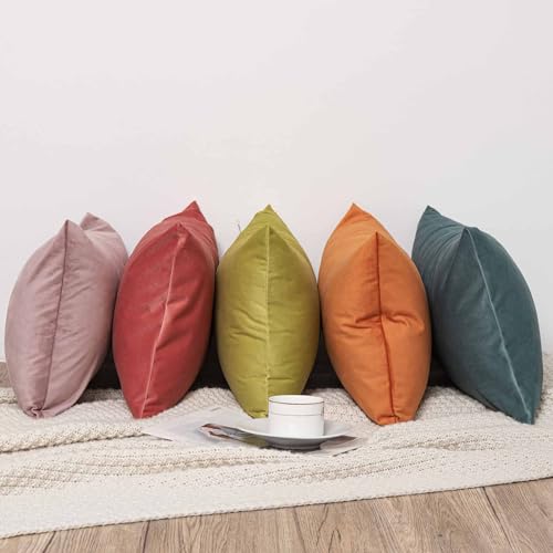 Image of JUSPURBET 16x16 Decorative Velvet Throw Pillow Covers Set of 2,Burnt Orange | Modern Soft Cushion Covers Cases with Hidden Zipper for Couch Sofa Bed Living Room Bedroom Halloween Decor