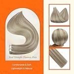 Full Shine Tape in Hair Extensions Human Hair 18 Ash Blonde Highlight 613 Blonde Double Sided Tape Extensions 12 Inch Invisible Straight Hair Extensions Tape Ins 30G 20Pcs Extensions for Women - Image 2